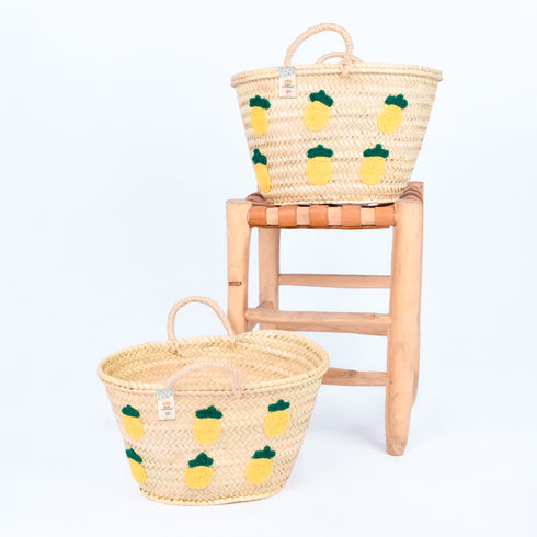 Lemons Embroidered Basket | Handwoven Summer Straw Tote 🍋